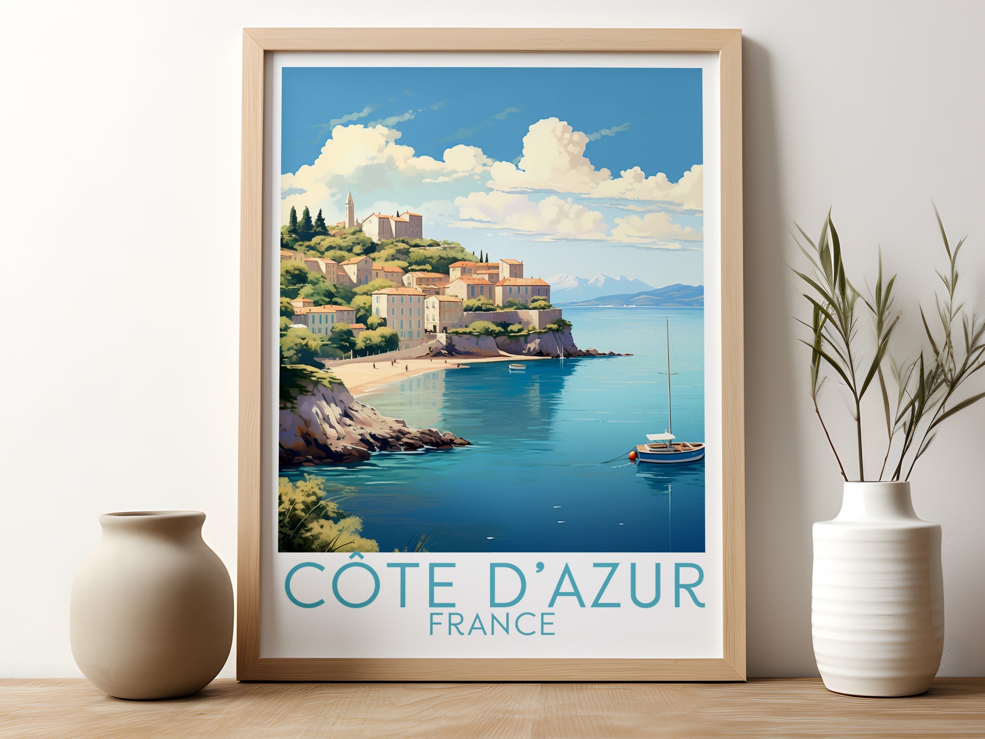 Côte d'Azur travel poster for kitchen France