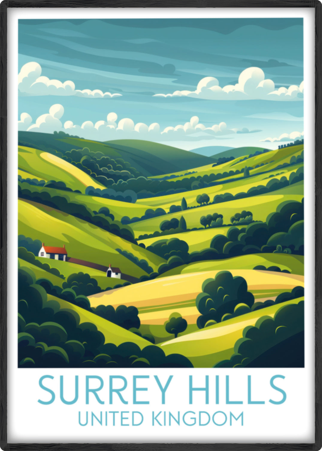 Surrey Hills travel poster main United Kingdom