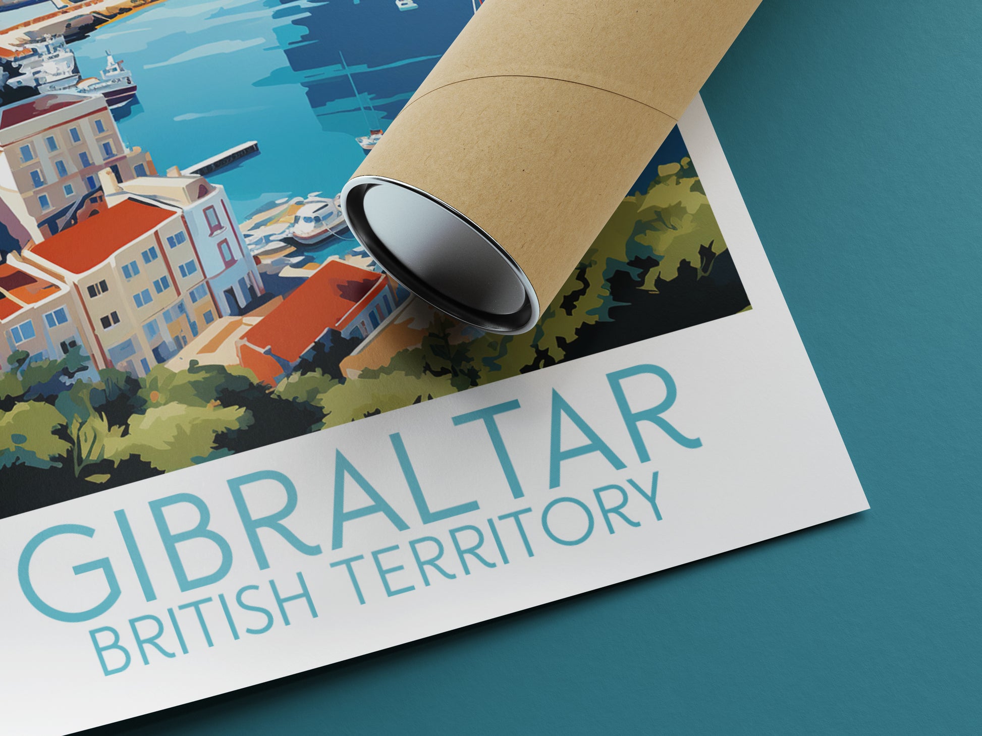 Gibraltar travel poster rolled British Territory