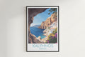 Kalymnos travel poster on the wall Greece