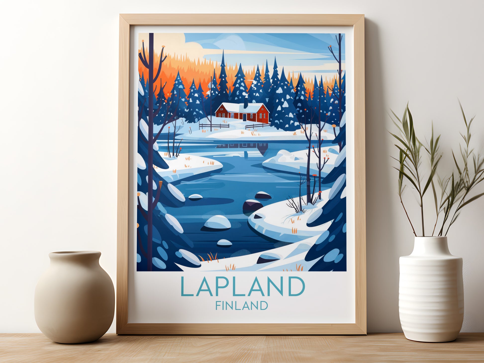 Lapland travel poster for kitchen Finland