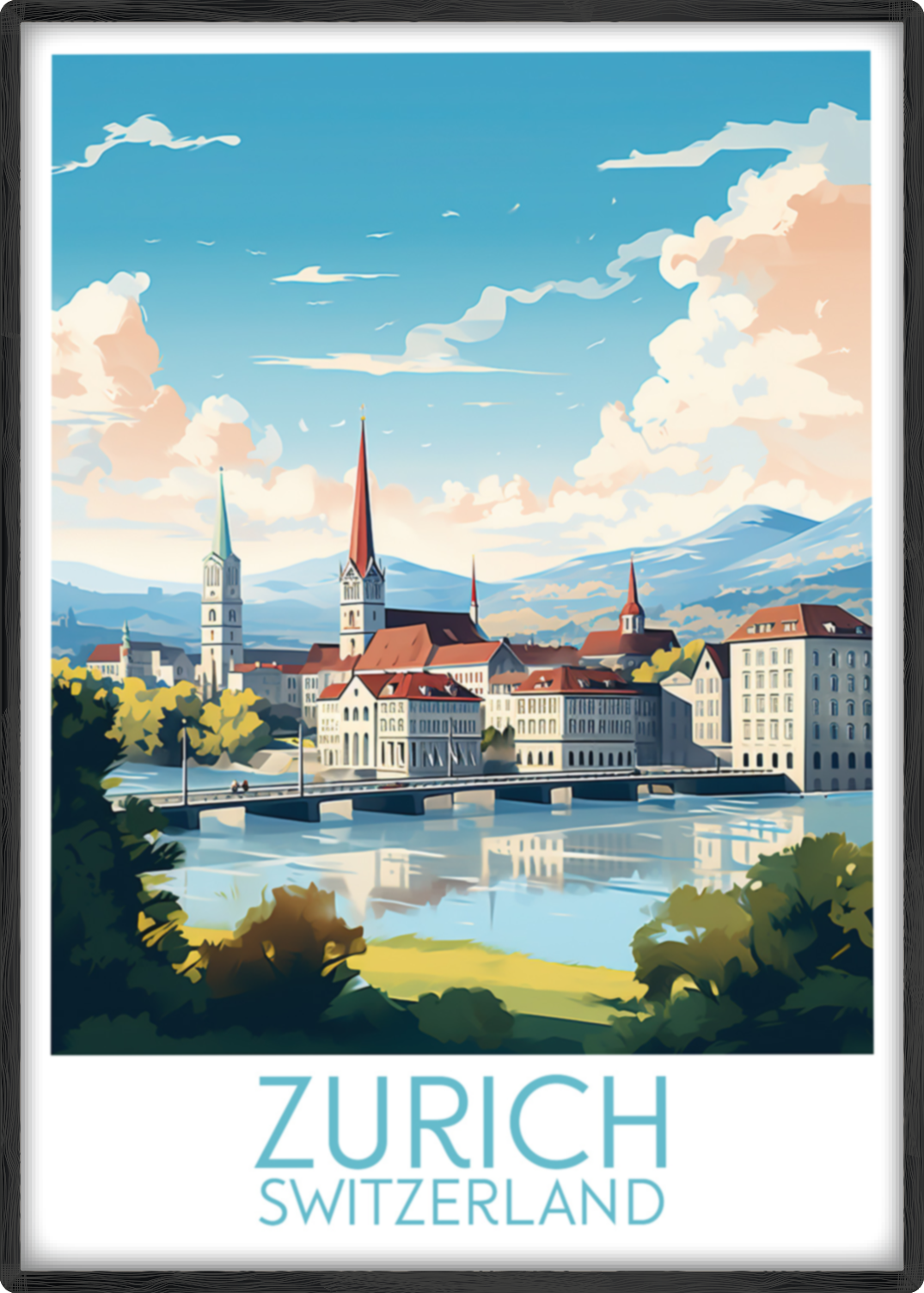 zurich travel poster main switzerland