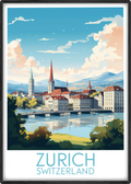 zurich travel poster main switzerland