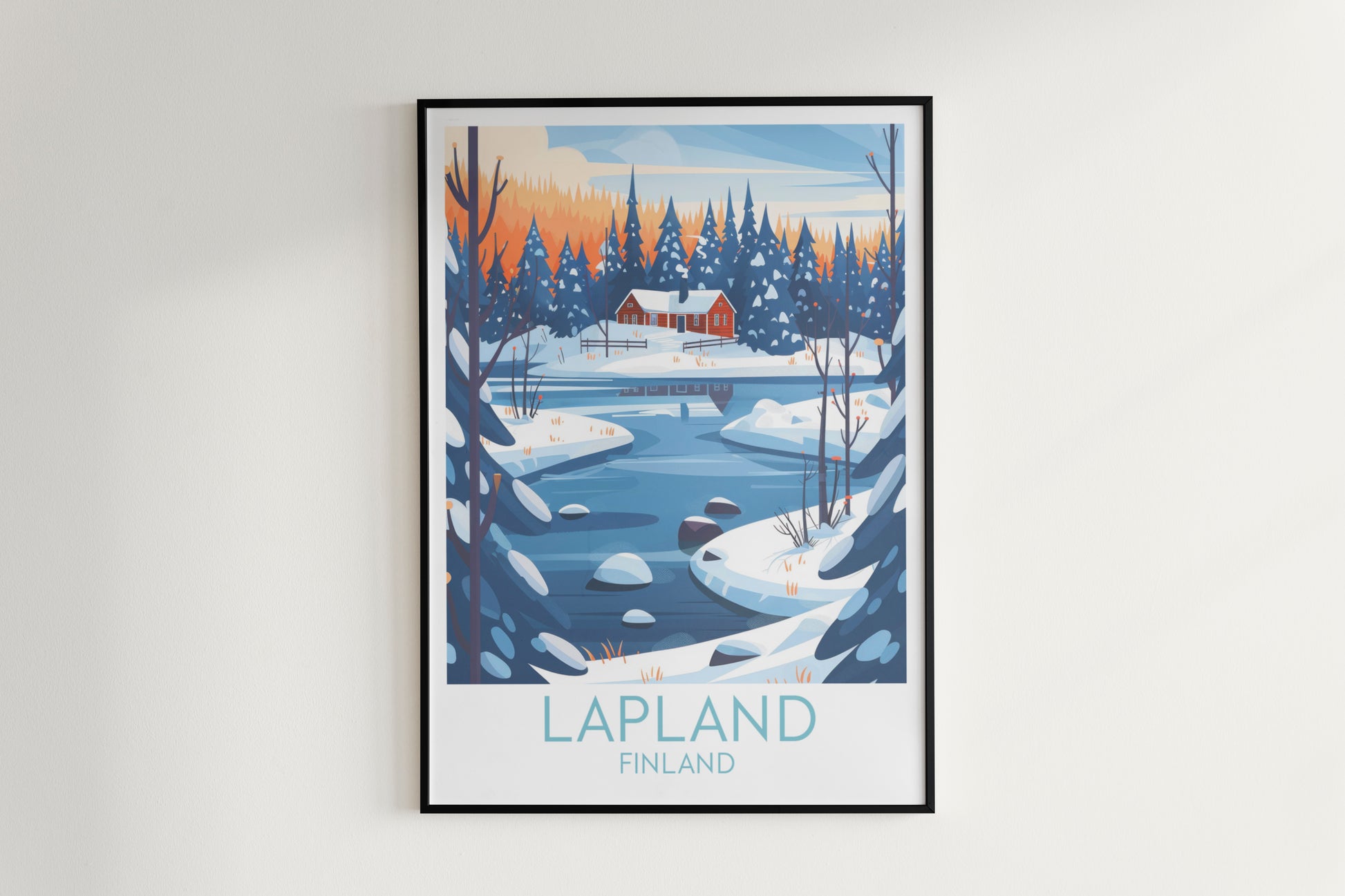 Lapland travel poster on the wall Finland