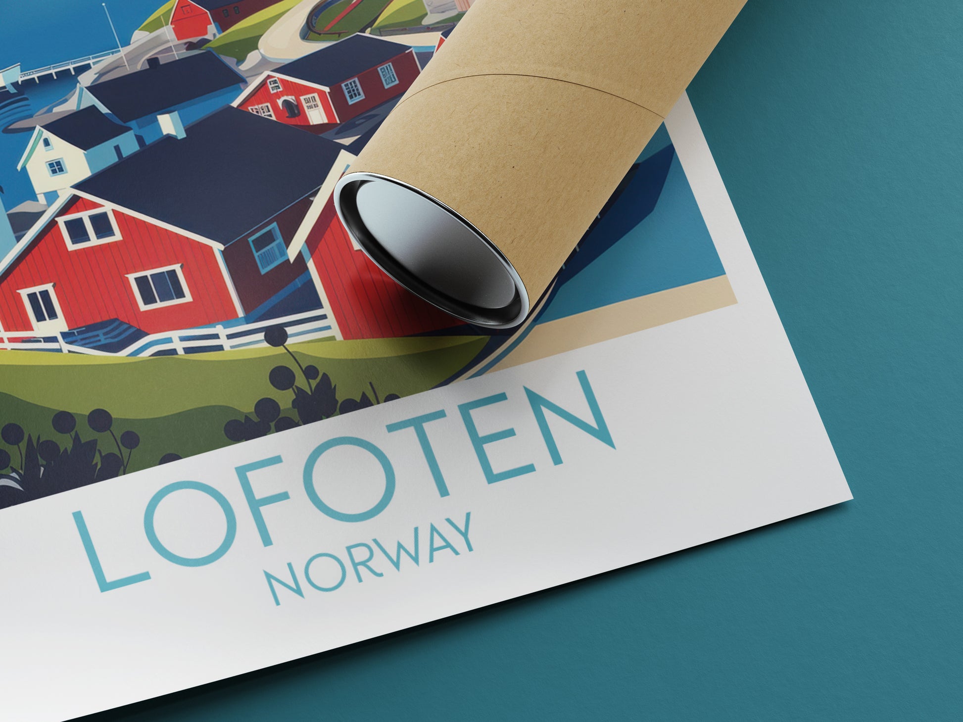 Lofoten travel poster rolled Norway