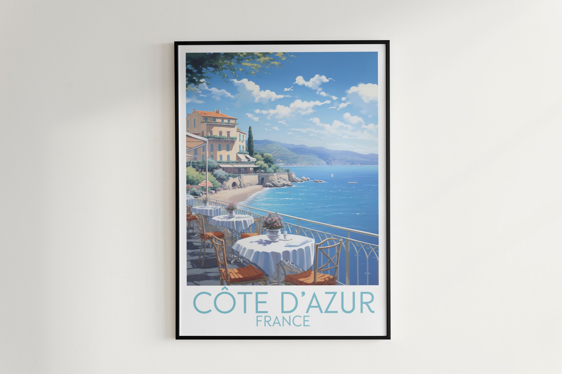 Côte d'Azur travel poster on the wall France