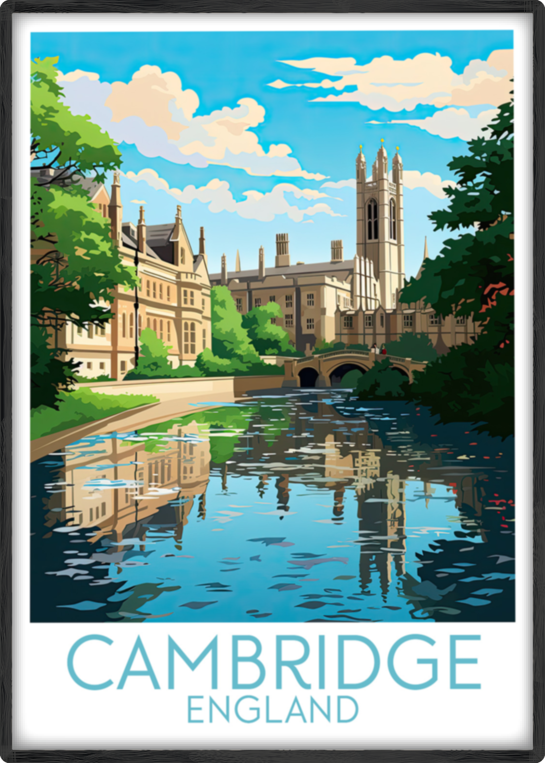 cambridge travel poster main england