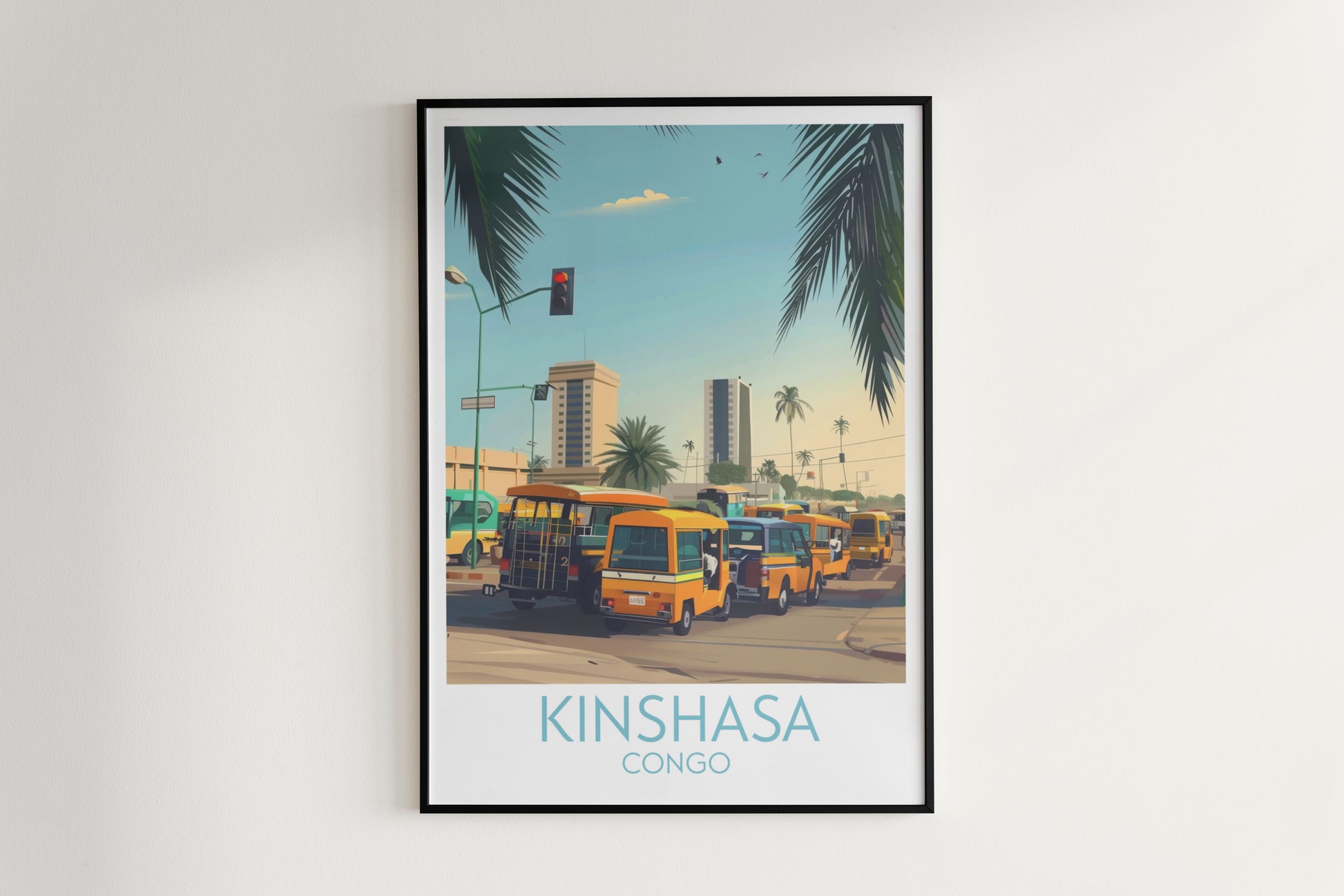 Kinshasa travel poster on the wall Congo