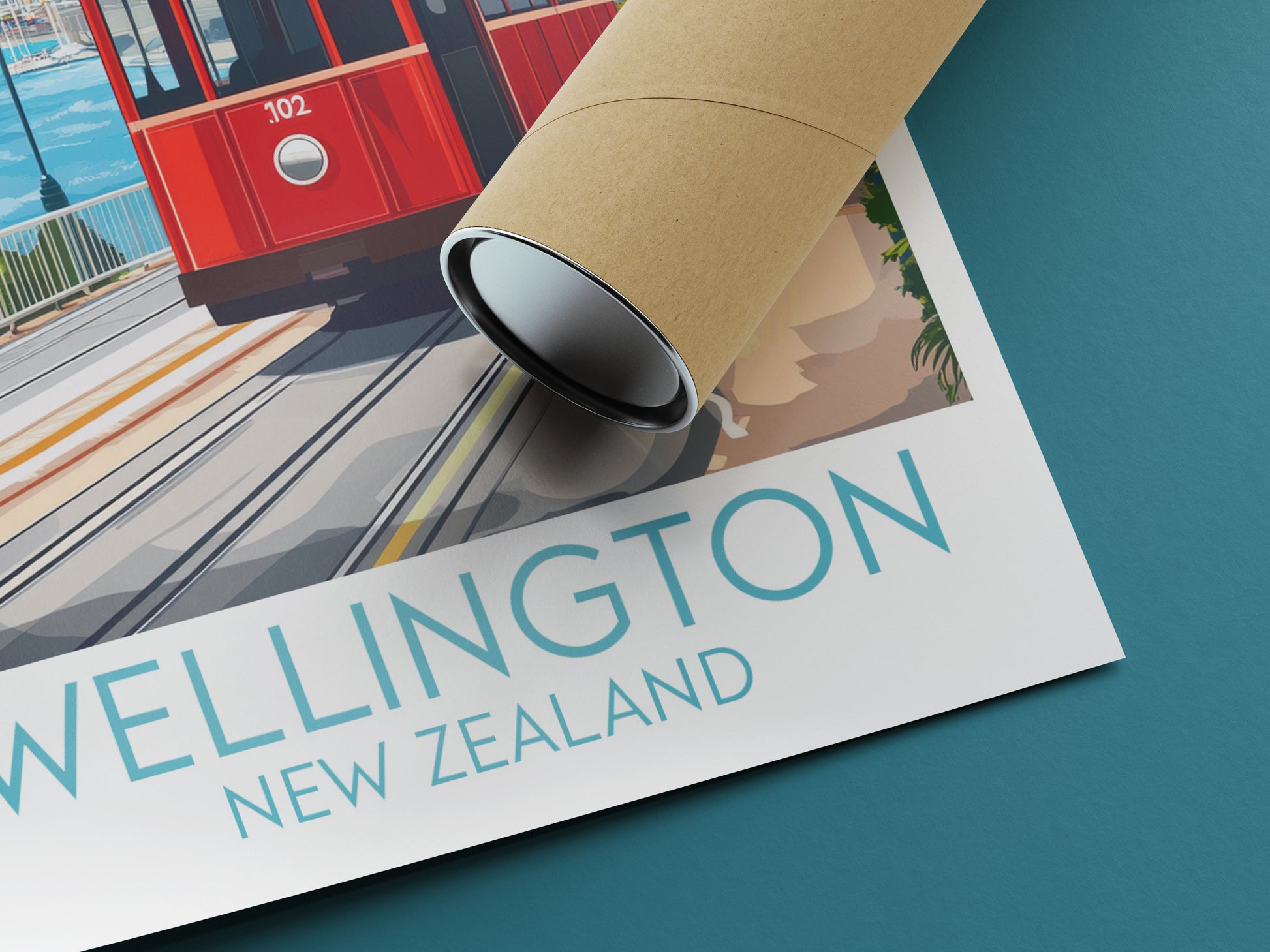 Wellington travel poster rolled New Zealand