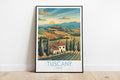 Tuscany travel poster on the ground Italy