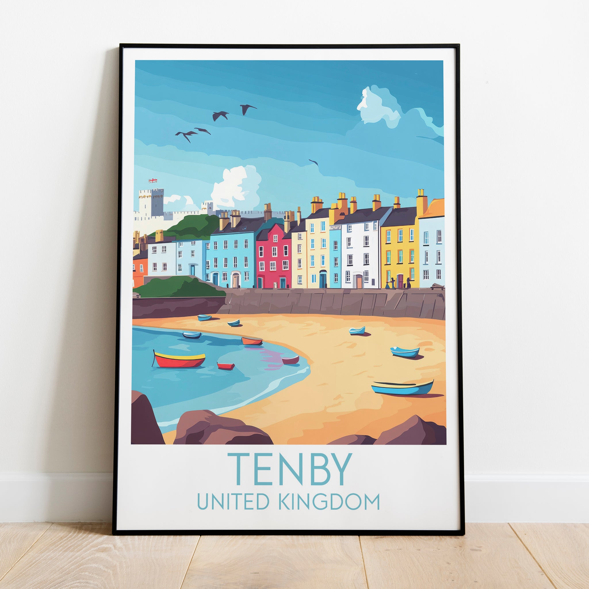 Tenby travel poster on the ground United Kingdom