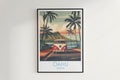 Oahu travel poster on the wall Hawaii