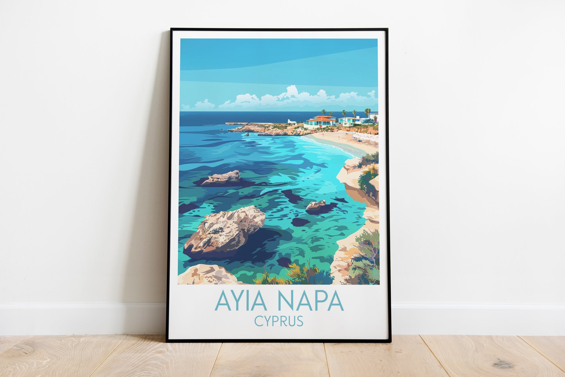 Ayia Napa travel poster on the ground Cyprus