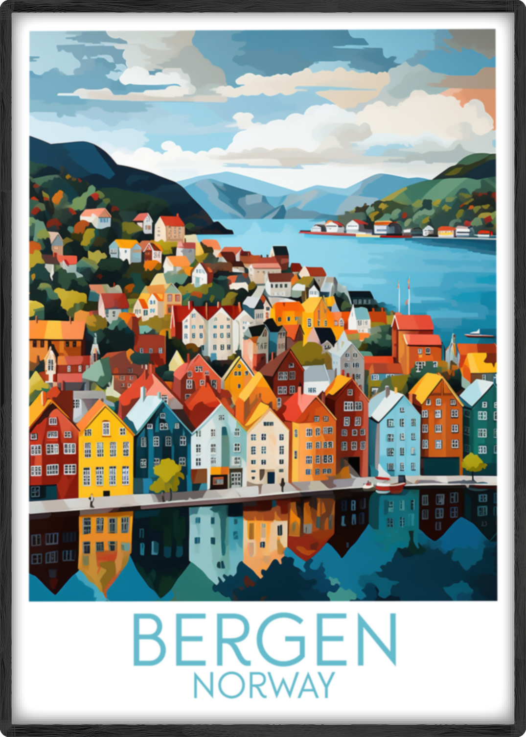 bergen travel poster main norway