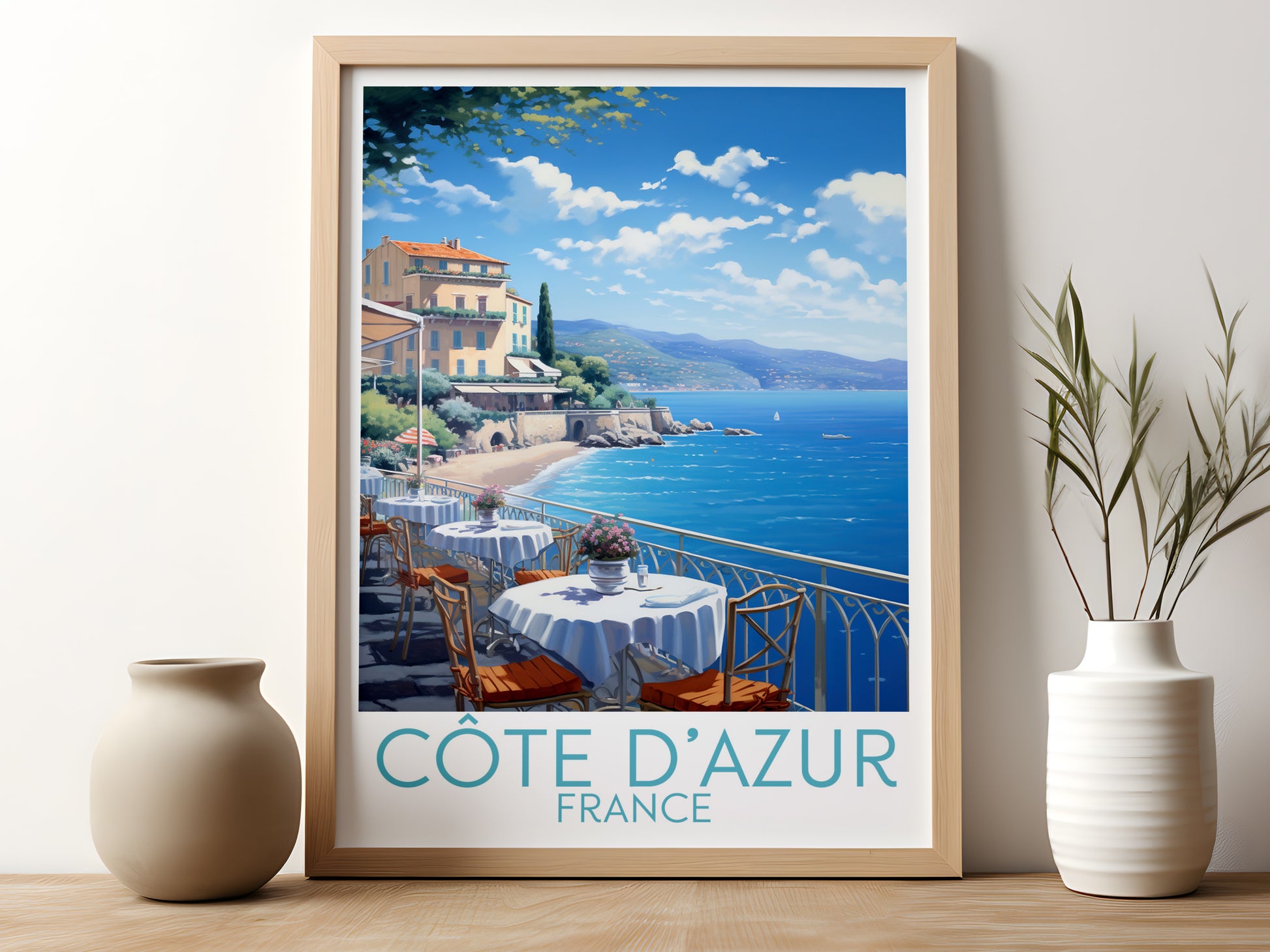 Côte d'Azur travel poster for kitchen France