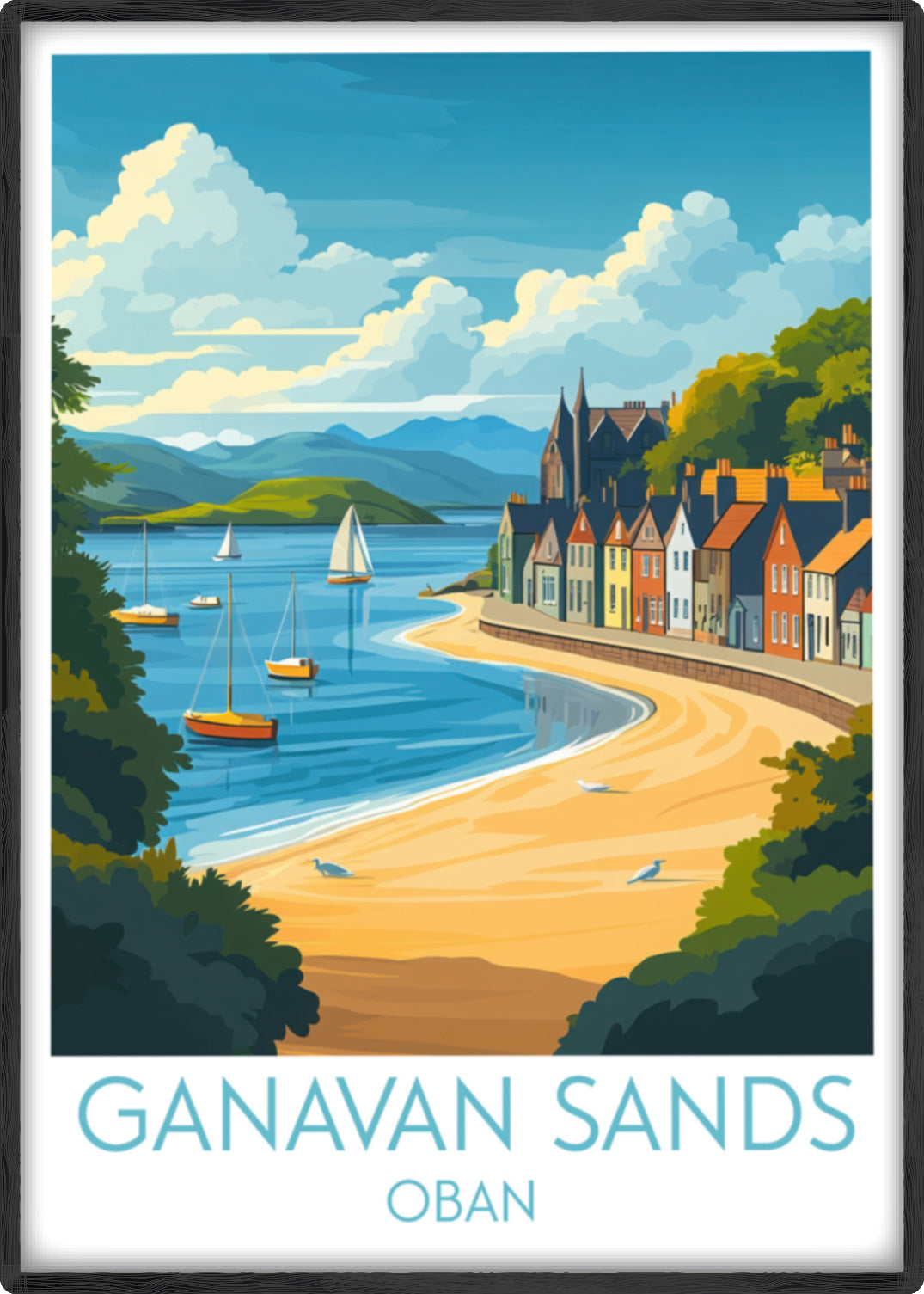 Ganavan Sands travel poster main Oban