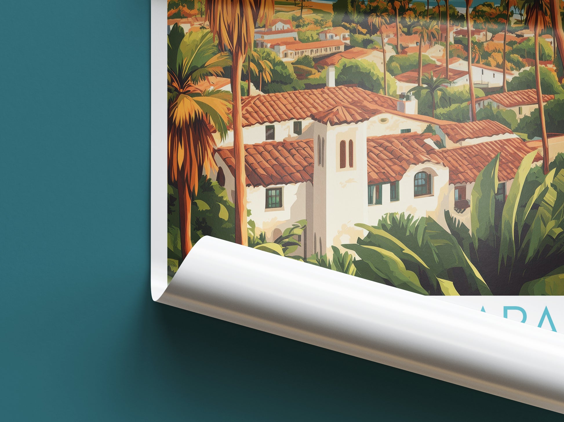 Santa Barbara travel poster roll up California