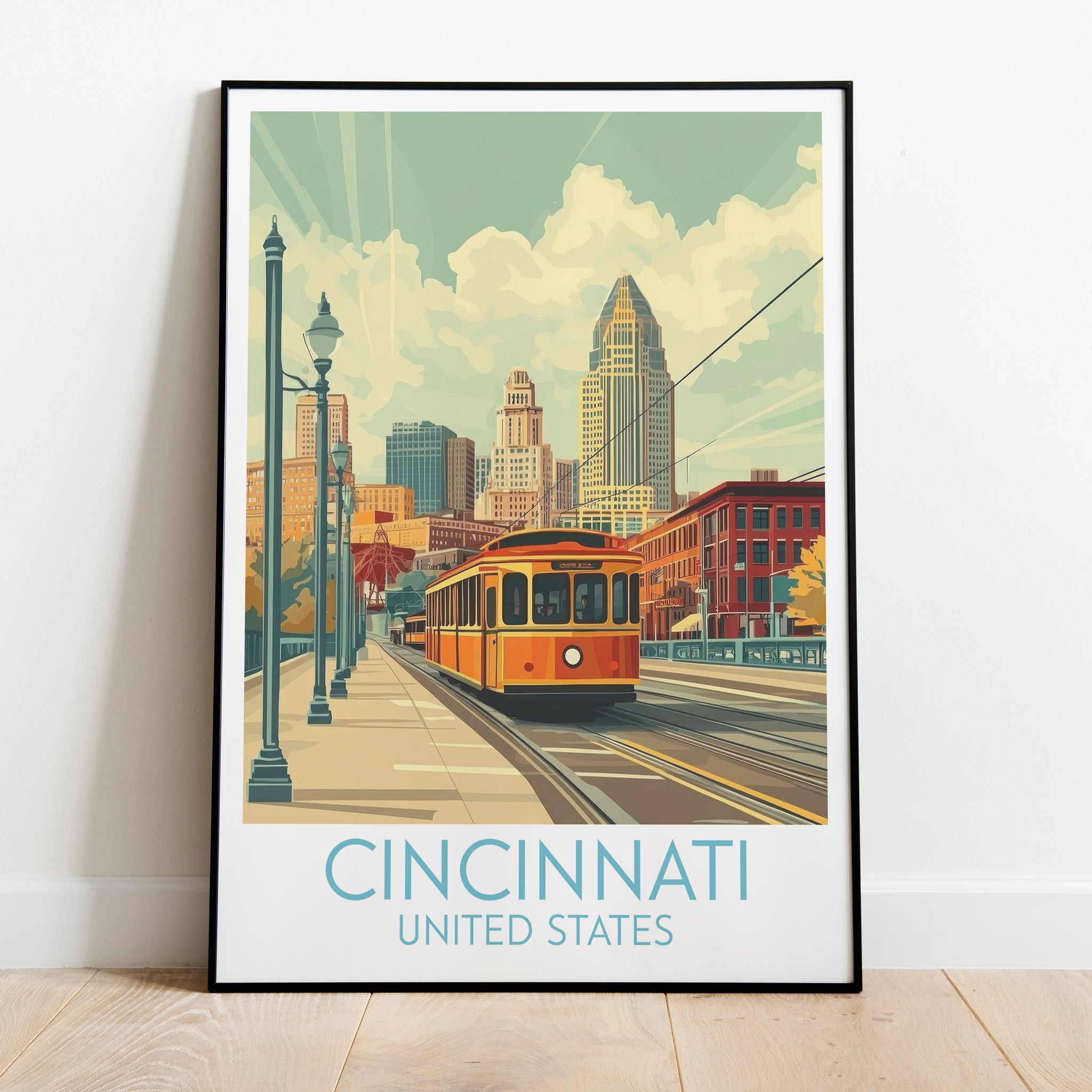 Cincinnati travel poster on the ground United States