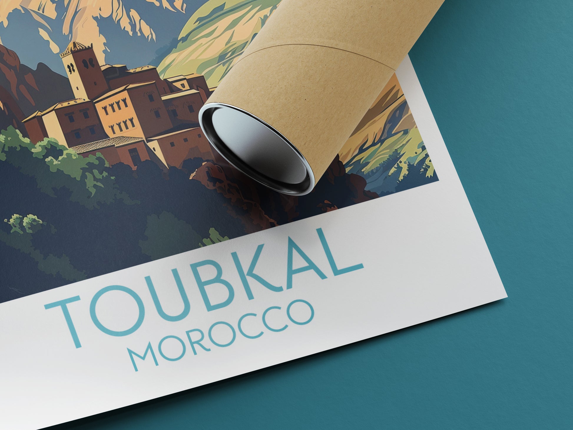 Toubkal travel poster rolled Morocco