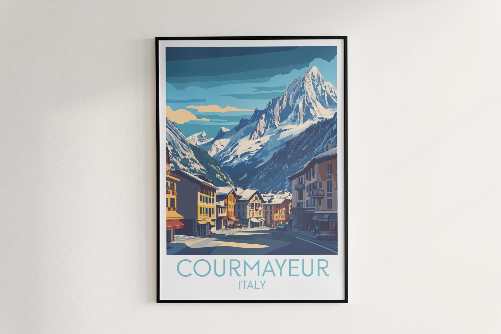 Courmayeur travel poster on the wall Italy