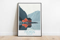 Fjords travel poster on the ground Norway