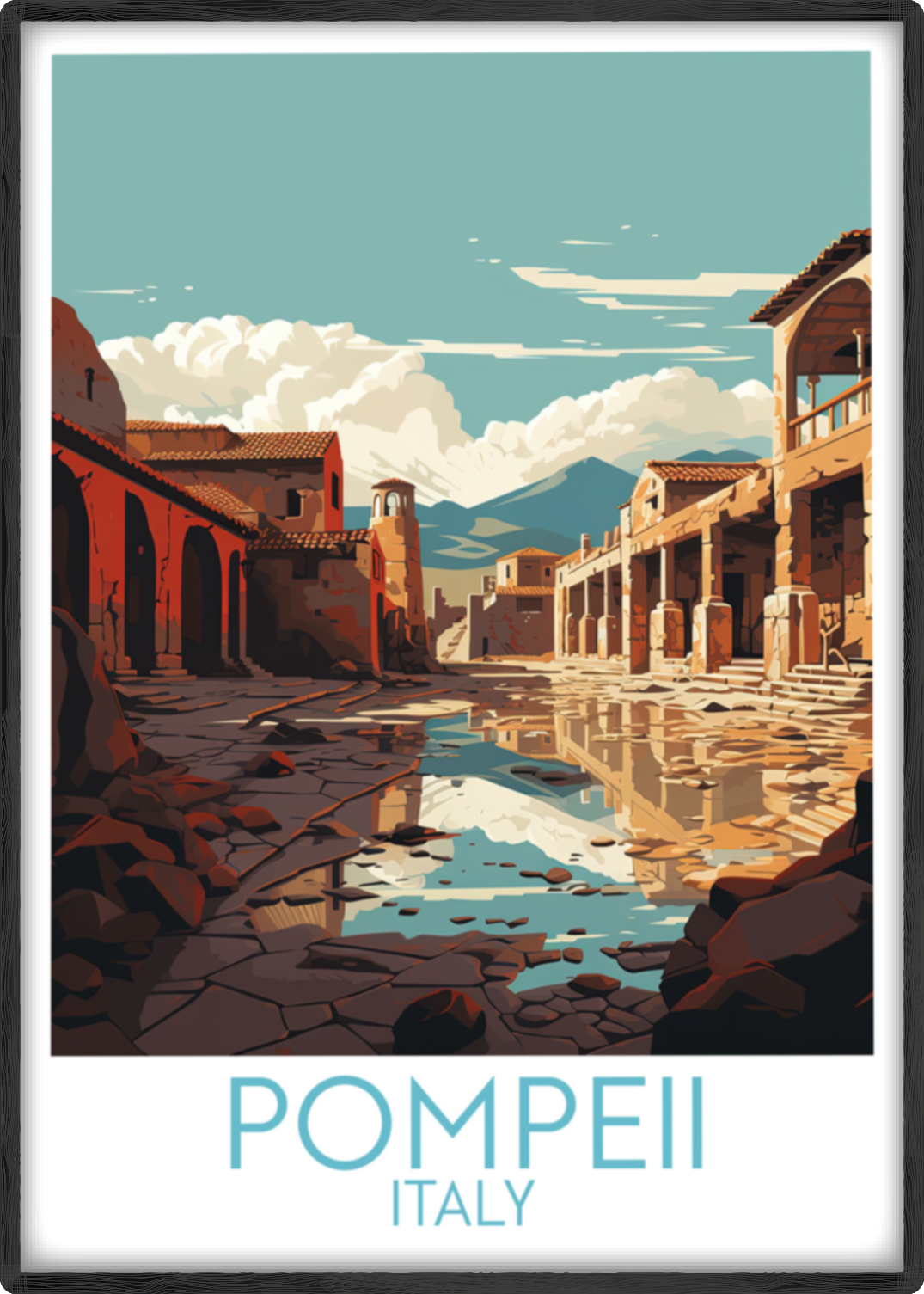 pompeii travel poster main italy