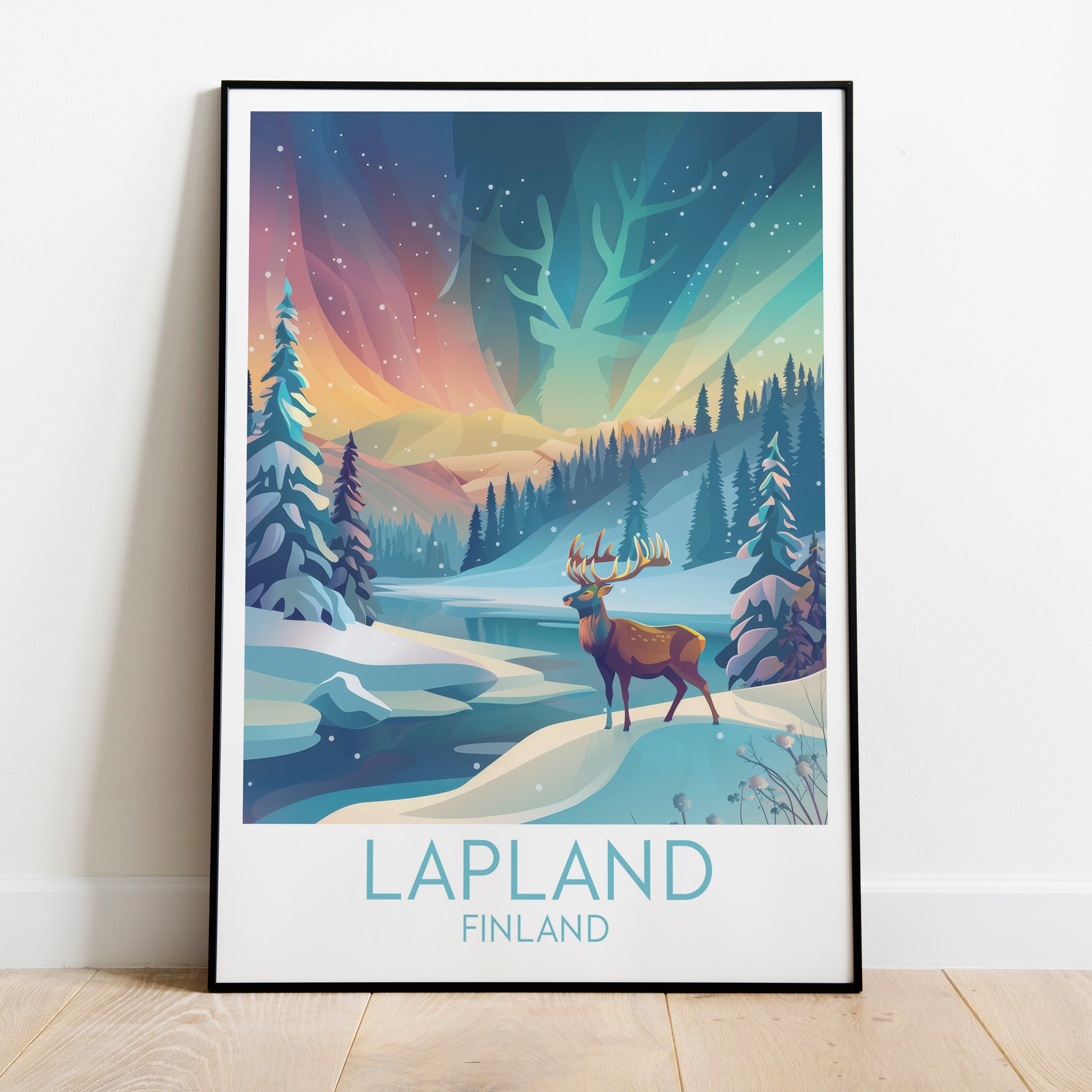 Lapland travel poster on the ground Finland