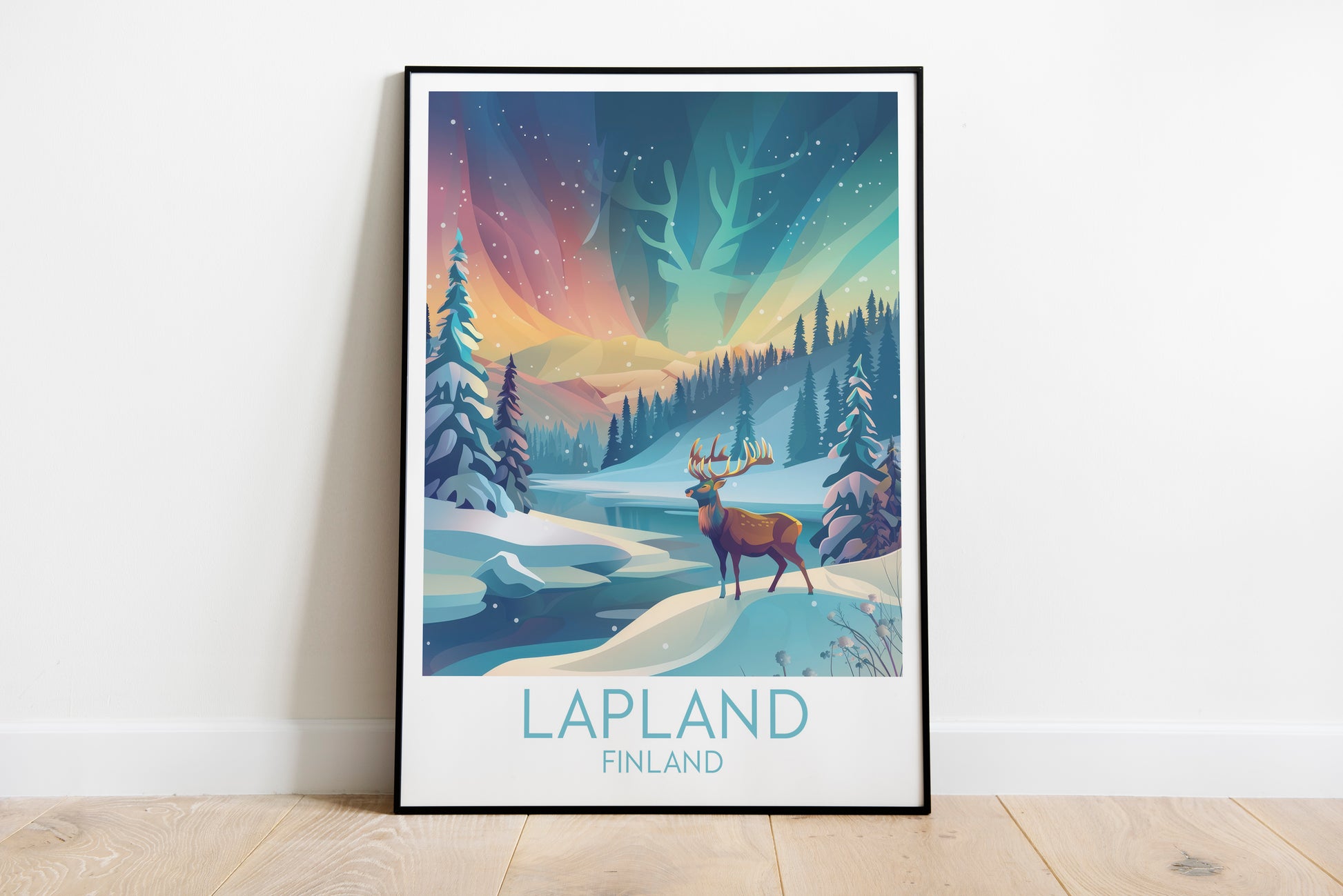 Lapland travel poster on the ground Finland