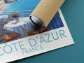 Côte d'Azur travel poster rolled France