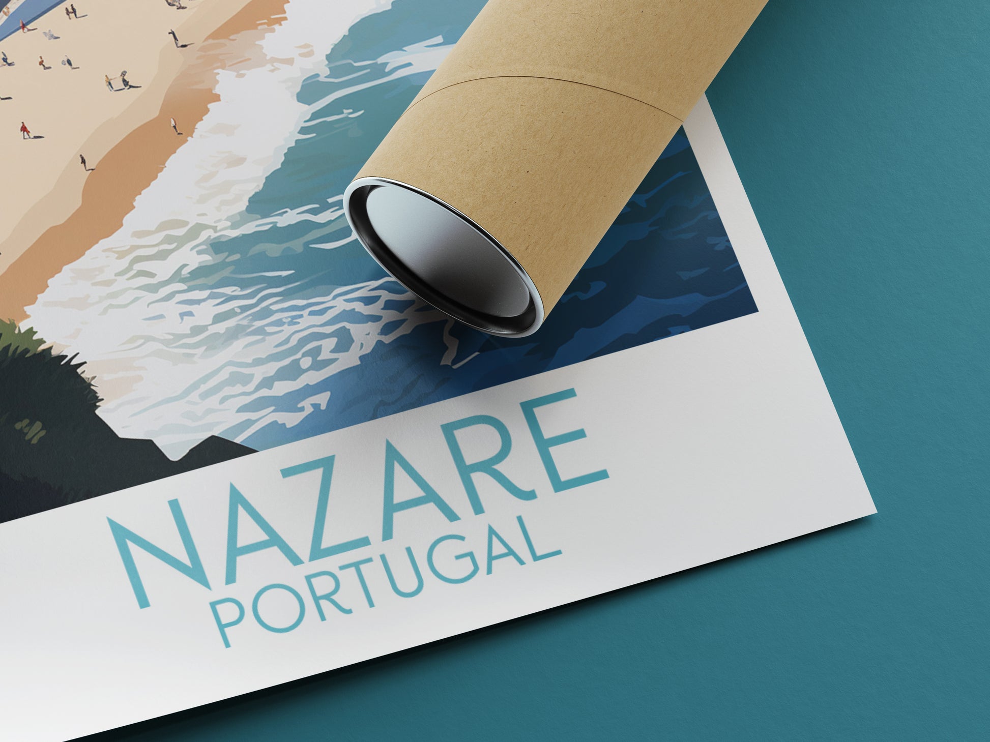 Nazare travel poster rolled Portugal