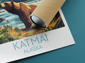 Katmai travel poster rolled Alaska