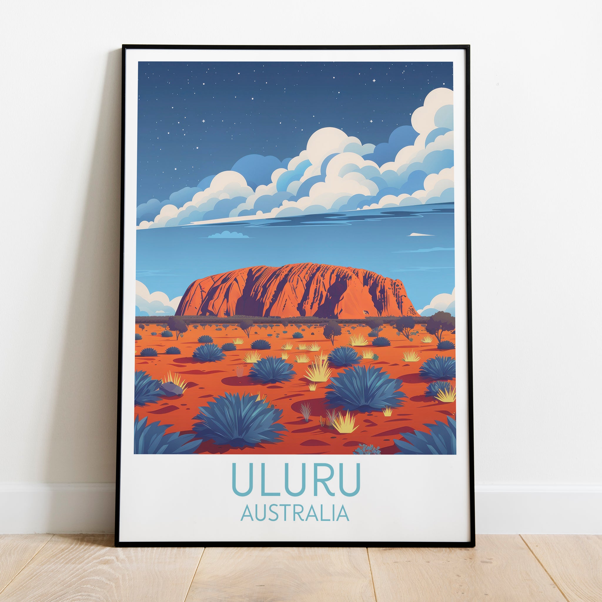 Uluru travel poster on the ground Australia