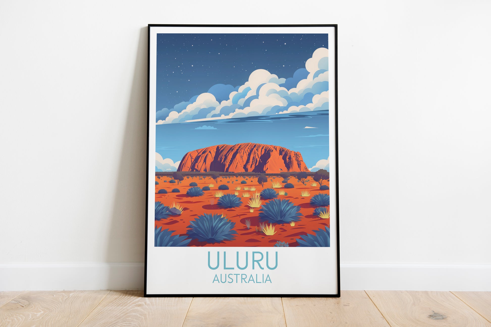 Uluru travel poster on the ground Australia