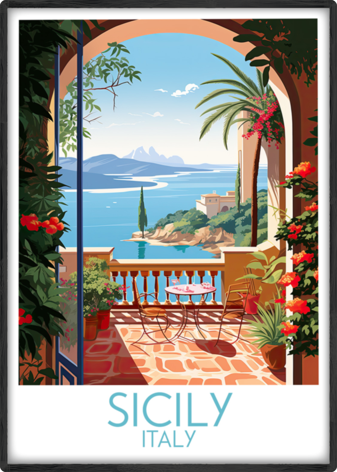 sicily travel poster main italy