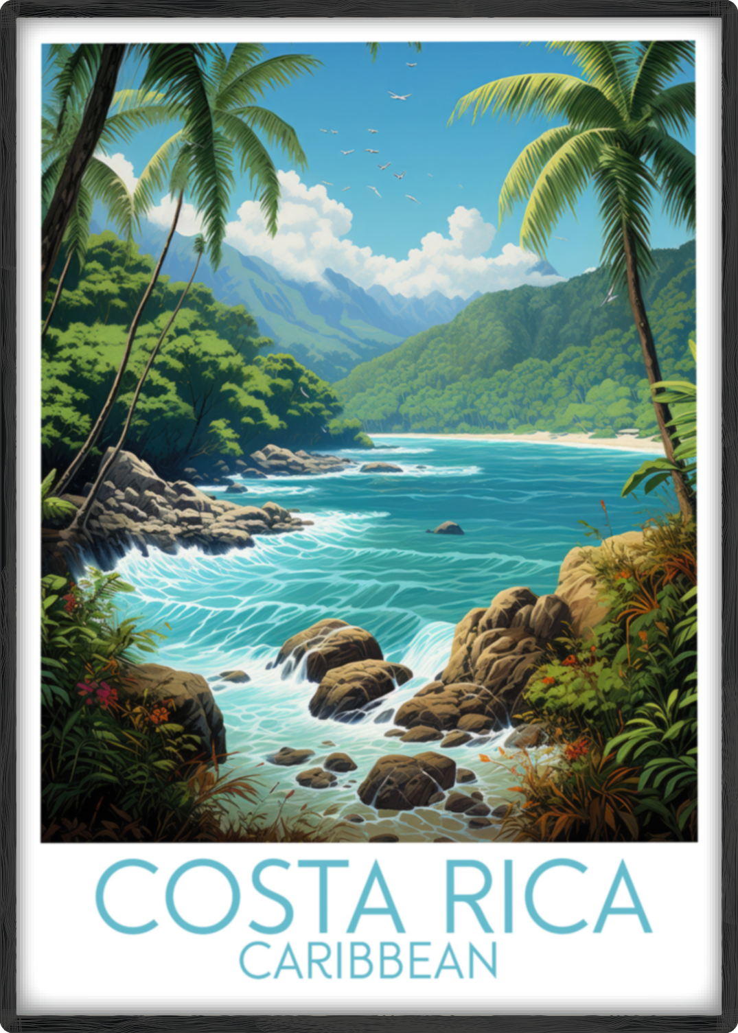 costa rica travel poster main caribbean