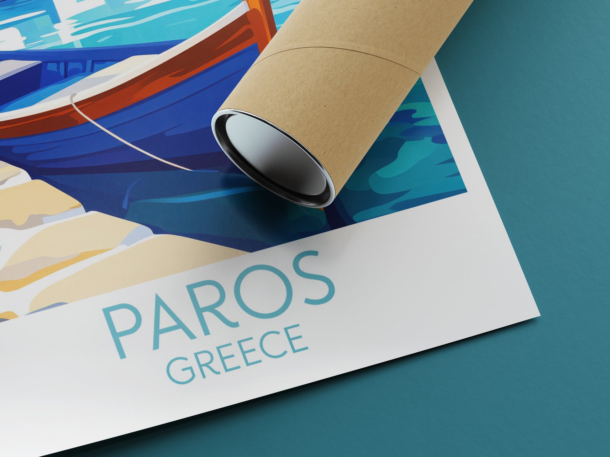 Paros travel poster rolled Greece