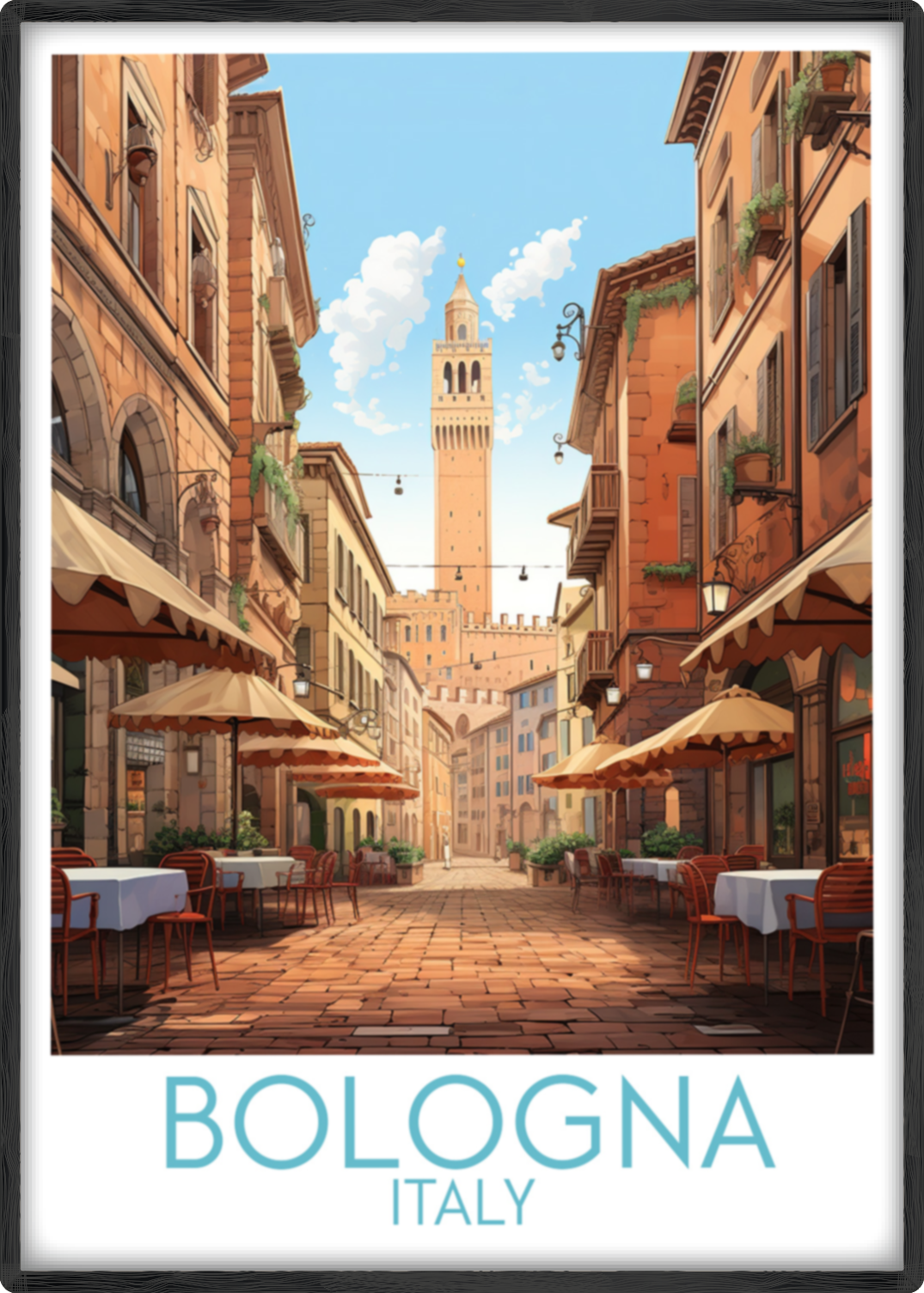 bologna travel poster main italy