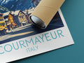 Courmayeur travel poster rolled Italy