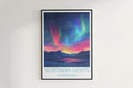 Northern Lights travel poster on the wall Scandinavia