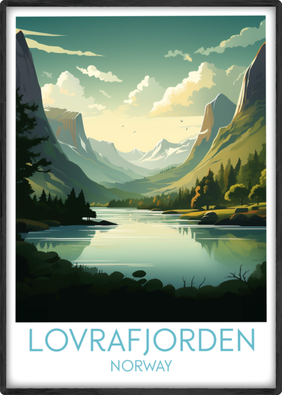 lovrafjorden travel poster main norway