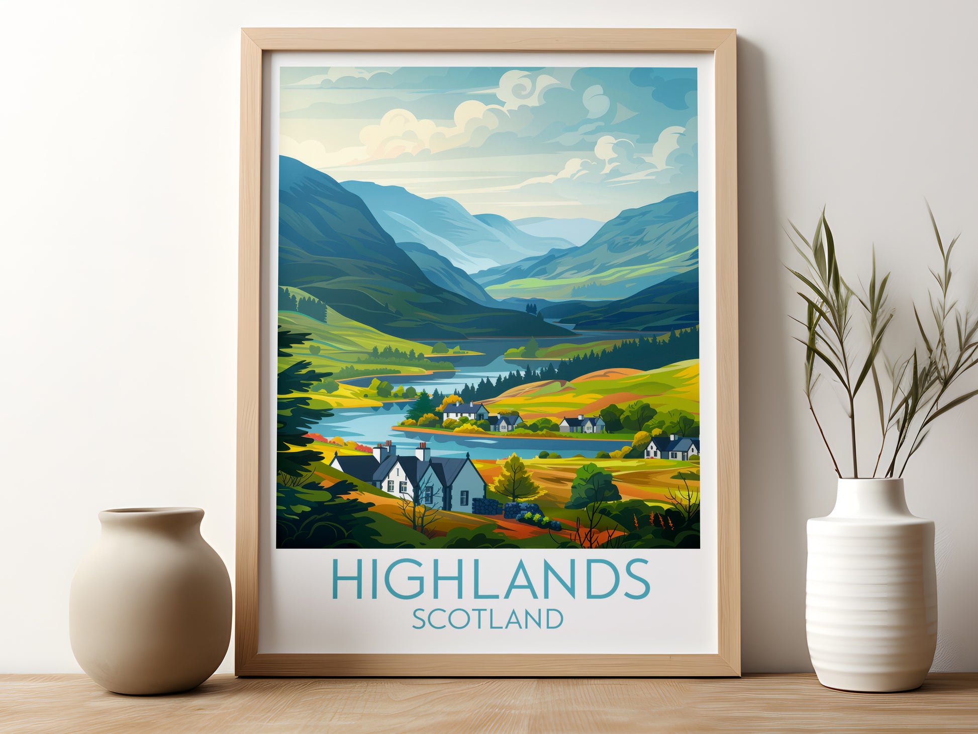 Highlands travel poster for kitchen Scotland