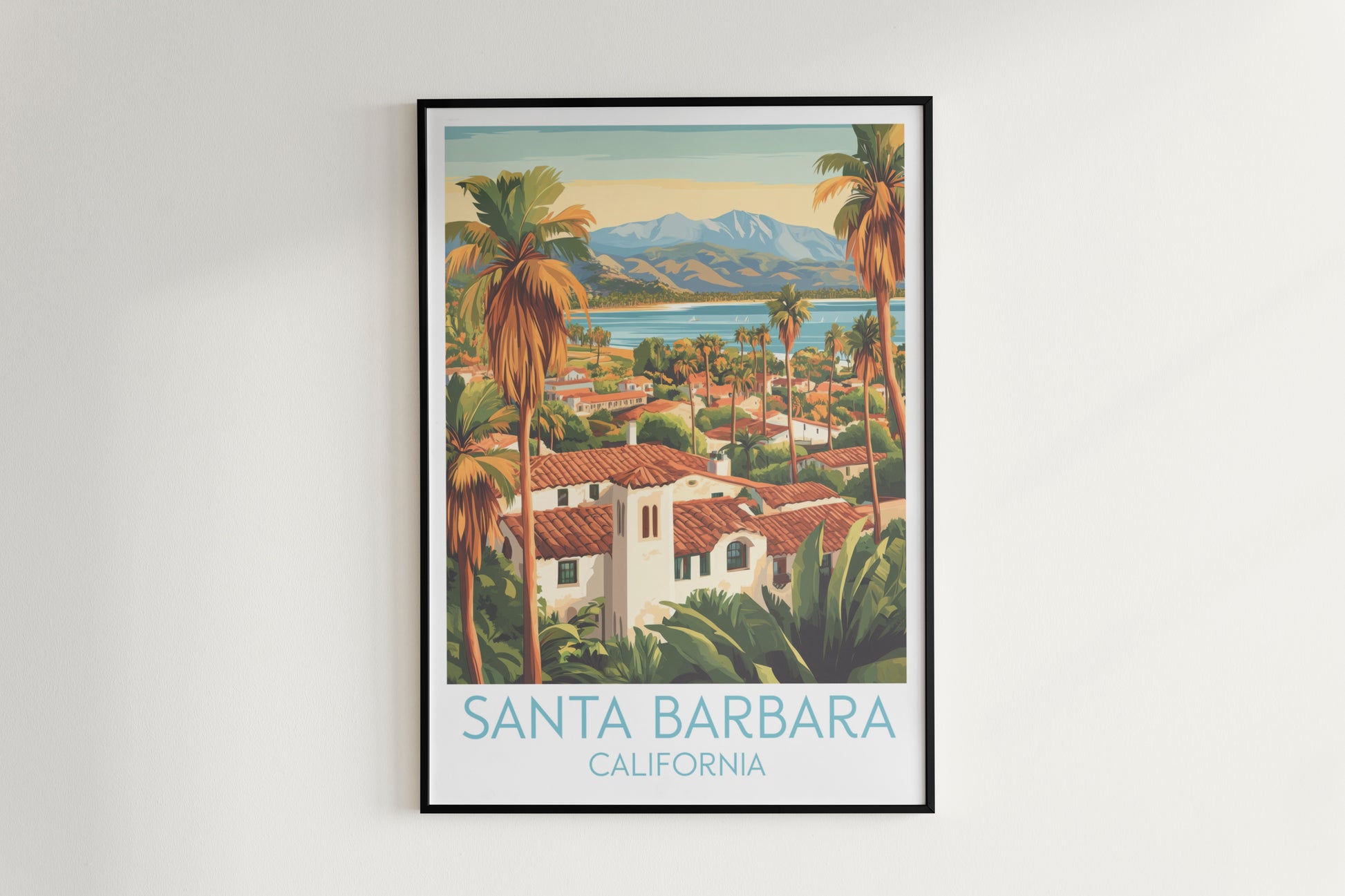 Santa Barbara travel poster on the wall California