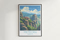 Meteora travel poster on the wall Greece