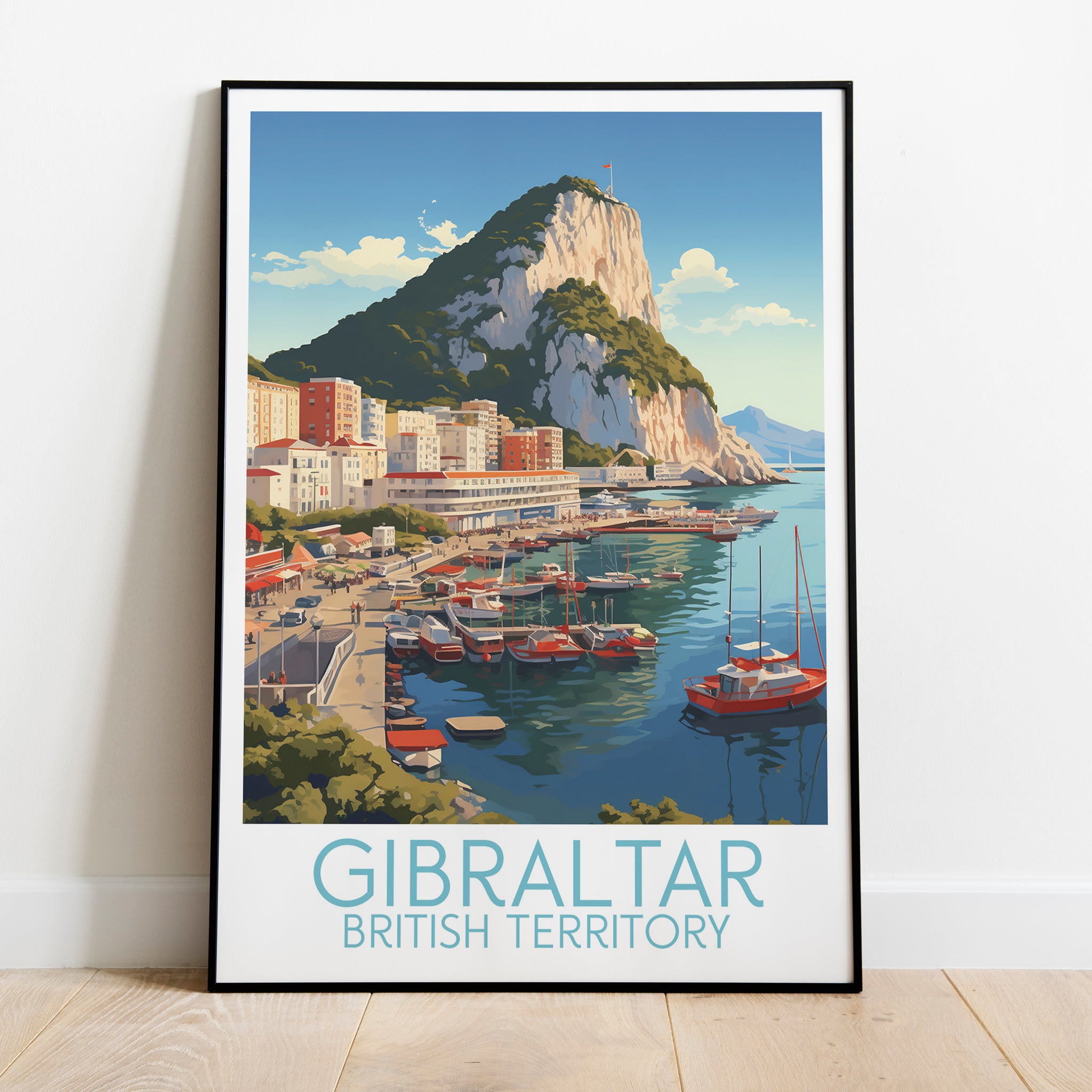 Gibraltar travel poster on the ground British Territory