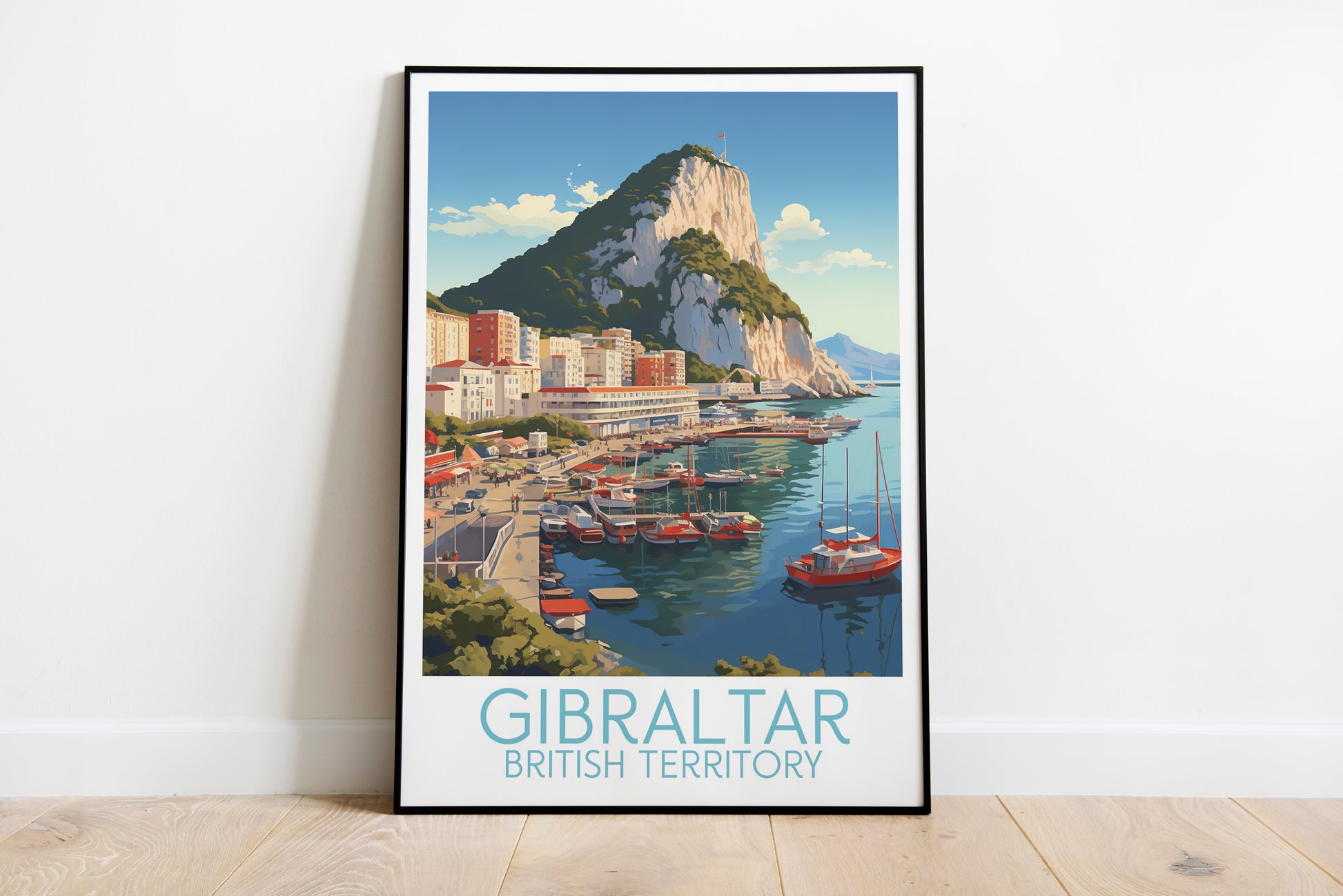 Gibraltar travel poster on the ground British Territory