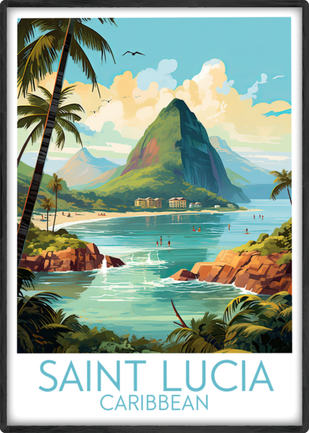 saint lucia travel poster main caribbean