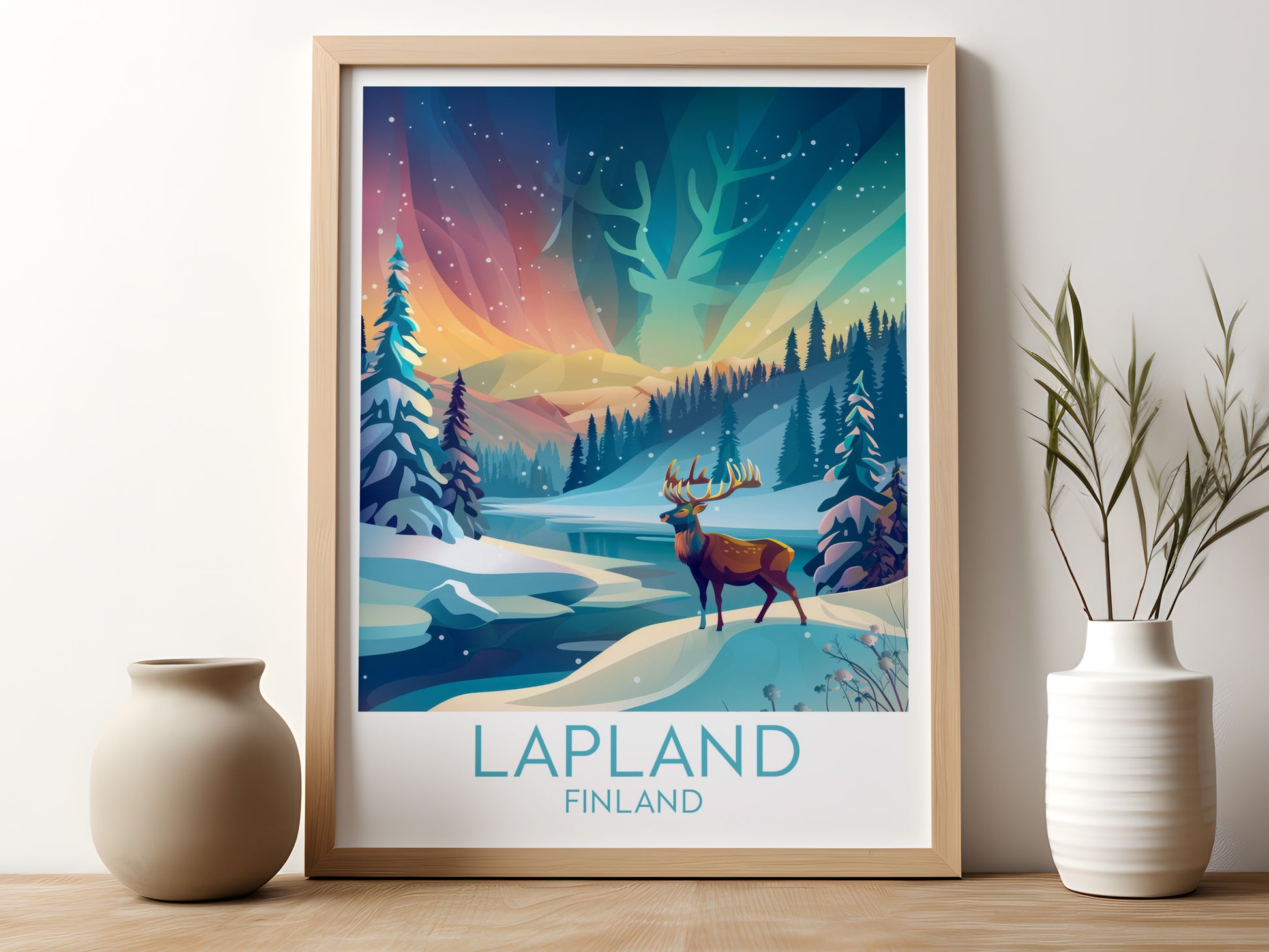 Lapland travel poster for kitchen Finland