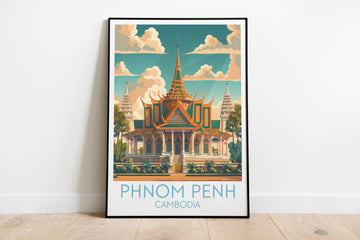 Phnom Penh travel poster on the ground Cambodia