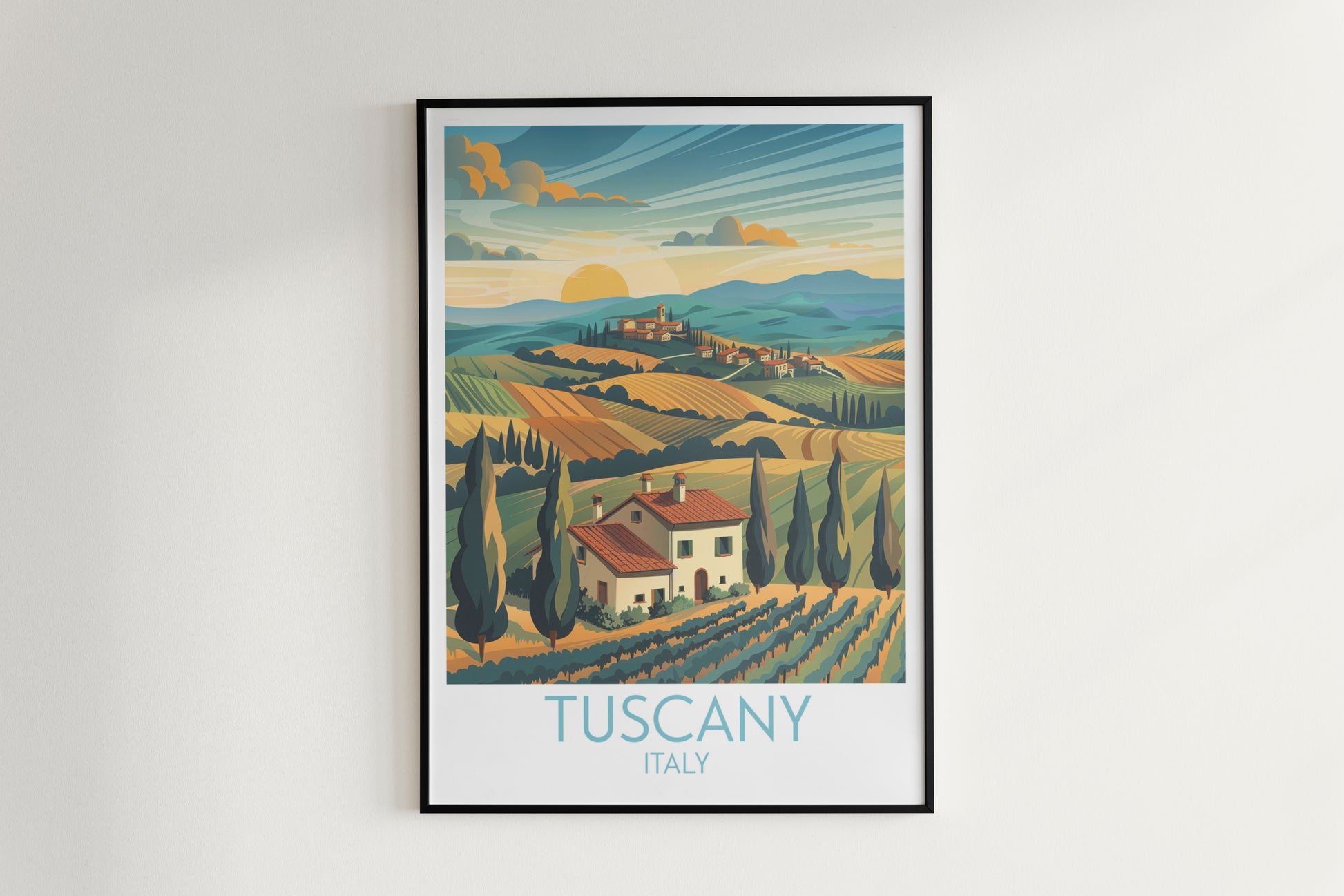 Tuscany travel poster on the wall Italy