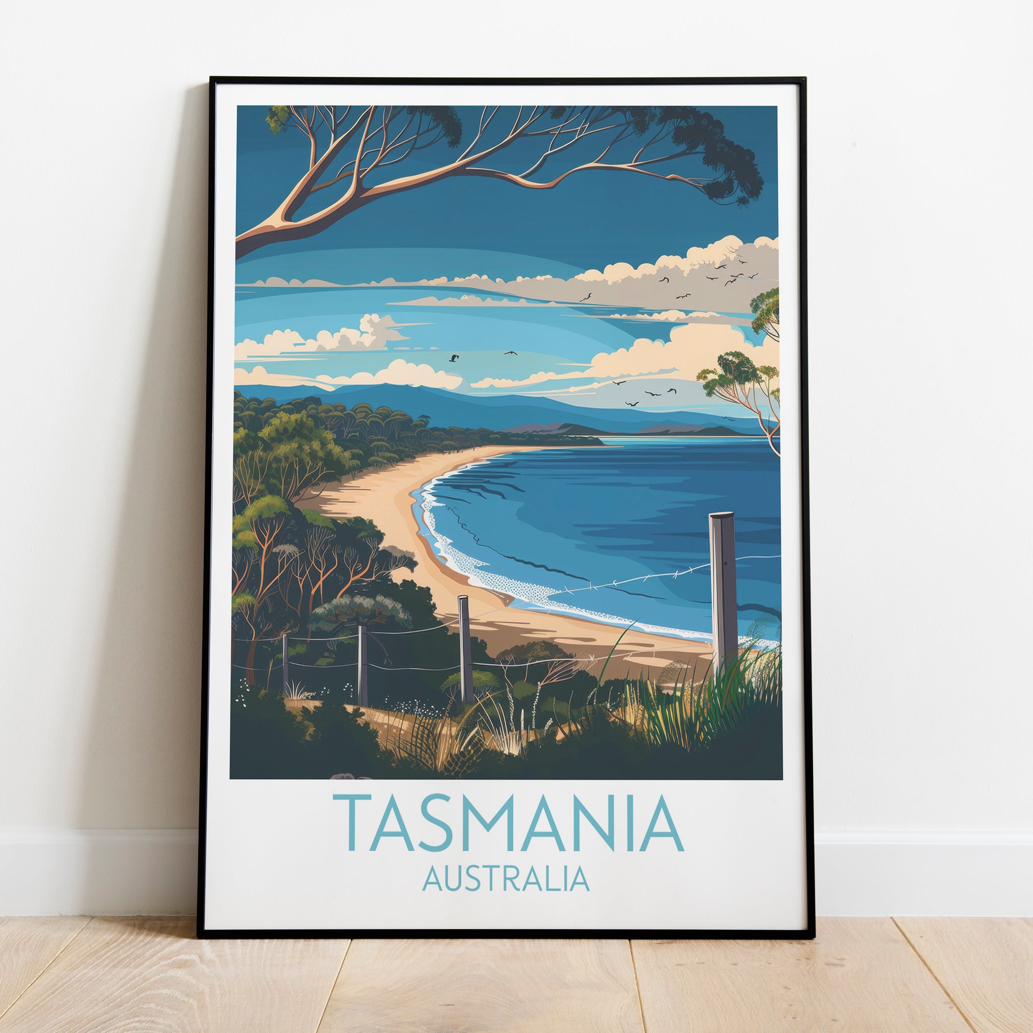 Tasmania travel poster on the ground Australia